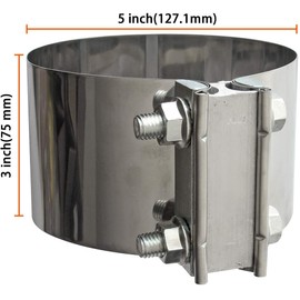 Exhaust Clamps 5 Inch Butt Joint Exhaust Pipe Muffler Clamp Band 304 Stainless Steel(4 Pack 5" Butt Lap Joint Exhaust Clamp)