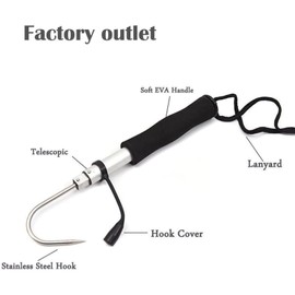 TOPIND Ice Fishing Gaff Hook Telescopic Retractable Fish Gaff Aluminum Stainless Fishing Spear Hook Hand Gaff for Fishing Ice Fish Accissories