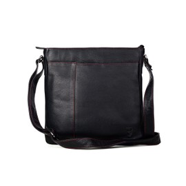 GERMANUS Toni Leather Shoulder Bag for Men and Women Unisex Black, black, Einheitsgröße