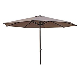 Khaki Outdoor Patio Umbrella Size 11.5 Ft, Powder Coated Metal Frame, Uv Protection, Weather-Resistant, Crank Lift & Manual Tilt | All Weather Shade, Octagonal Shape, Durable, Solid Pattern, Stable