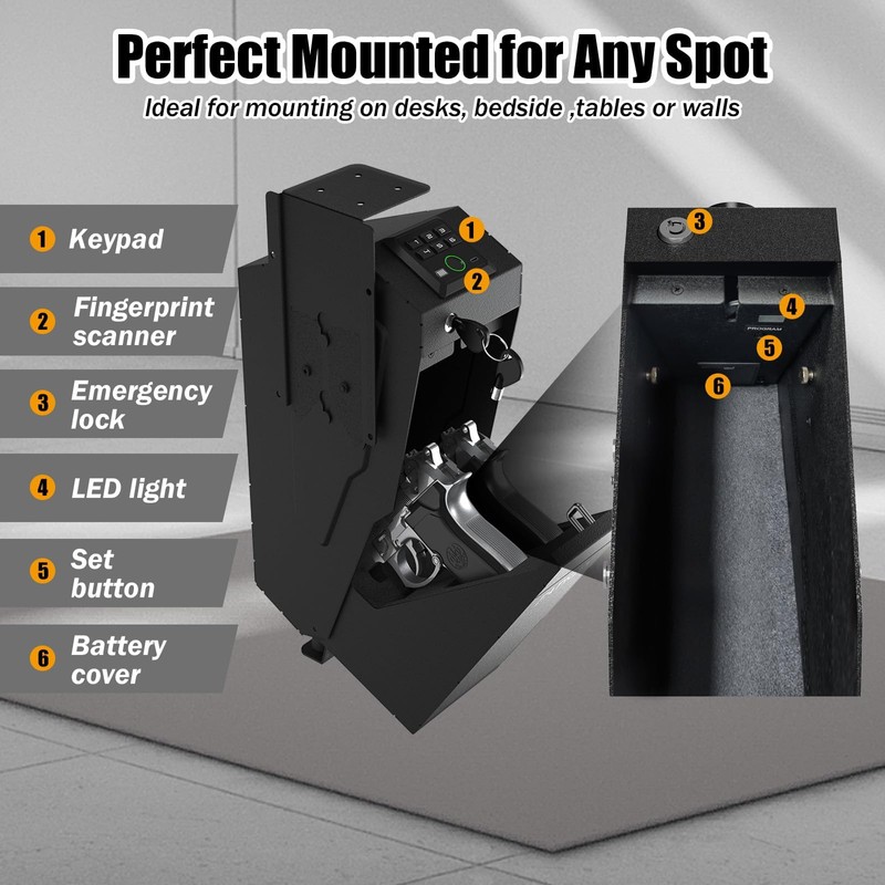 PATRON Gun Safe for handgun, Biometric Gun Safe box for