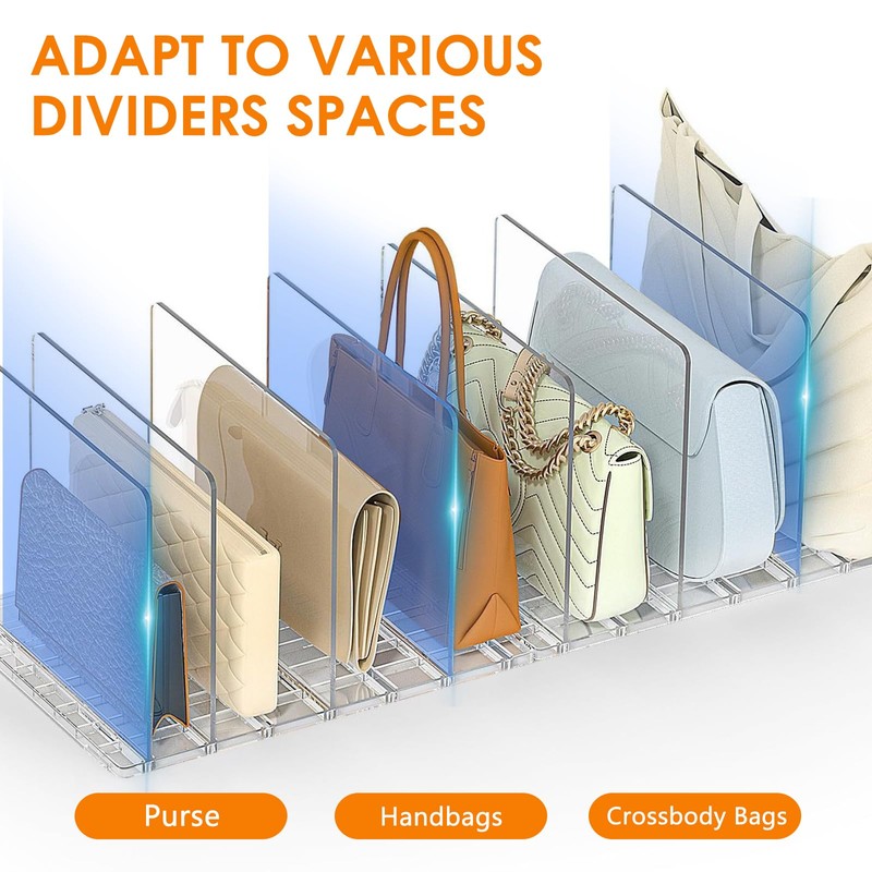 DSJGB Bag & Purse Organizer for Closet: Adjustable Clear Handbag