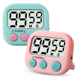 Glochin 2 Pcs Digital Timer for Kids, Magnetic Countdown Kitchen Timer, Upgrade Loud Alarm Timers for Cooking, Kitchen, Exercise, Work, Study, Classroom, Outdoor Activities, Battery not Including