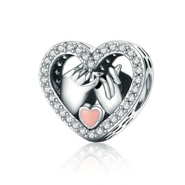 NINGAN Love Heart Charm Charm Pendant 925 Sterling Silver Charm Bead for Chamilia and European Bracelets and Necklaces, Silver