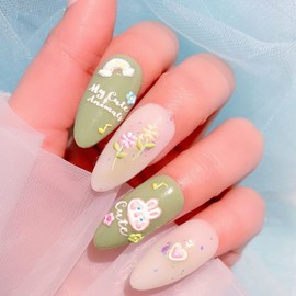 Cartoon Animal Nail Art Stickers, 5D Engraved Nail Self-Adhesive Sticker Design, Cute Dog Bear Rabbit Lion Nail Transfer Decals for Women Girls Manicure Lovely Decorations, Resin Decal Nail Art Tips