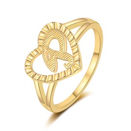 RLMOON Gold Initial Ring for Women Dainty Heart Ring Gold Plated Trendy Thumb Ring Alphabet Letter P Ring Size 7