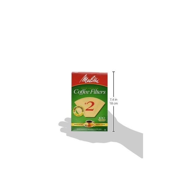 Melitta Cone Coffee Filter #2 100 Count- Natural Brown (Pack