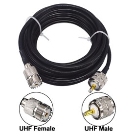 Boobrie Upgraded 5M UHF Coax Cable RG58 SO239 PL259 Cable CB Radio Coaxial Cable RG58 UHF Male to UHF Female Cable PL 259 Male SO239 Female Low Loss Two Way Radio Amateur Walkie Talkie Marine