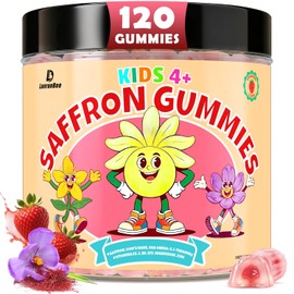 Saffron Gummies for Kids & Adults – Calm Focus Mood Support Gummies for Kids 4+ with Magnesium Glycinate, Vegan Omega-3 DHA EPA, L-Theanine, Lion’s Mane, Brain & Immune Support, Sugar Free,120 Ct