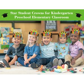 SICOHOME Star Student Paper Crowns 24pcs Adjustable Paper Hats for student of the Week Back to School Supplies for Kids