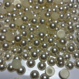 800PCS Flat Backed Pearls for Crafts, 8mm Ivory Half Round Pearls Gems Beads for Crafts Jewlery, Loose Pearl Beads Gem for Shoes, Cup, Wedding, Decor Hair, Nail Art Decoration