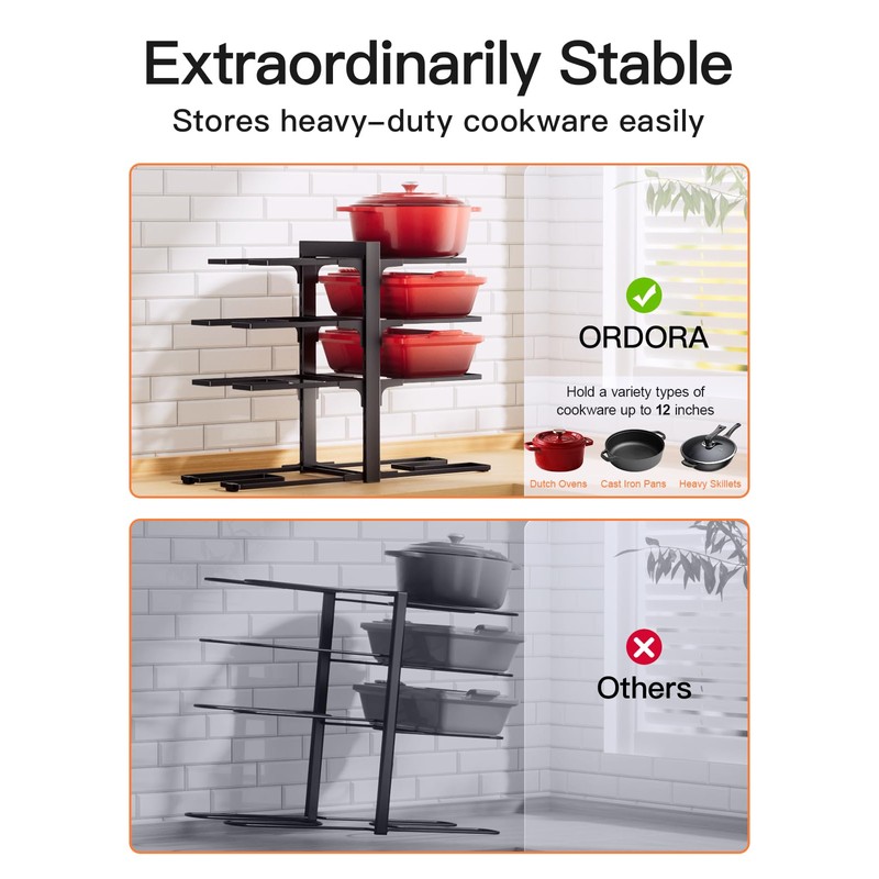 ORDORA Pots and Pans Organizer Rack for Cabinet, 15.83" Height