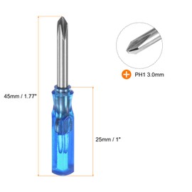 QUARKZMAN PH1 Mini Phillips Screwdriver, 3 mm, Magnetic Cross Head, 45 mm Length for Repairs on Small Devices, Blue, Pack of 4