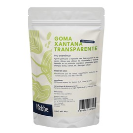 Hebbe - Goma Xantana Transparente, Gelificante y Estabilizante Natural para Cosméticos, 50 g