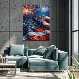 4th of July Diamond Painting Art Kits American Flag Firework 5D Diamond Art for Adults Independence Day Golden Star Craft Diamond Painting for Home Wall Decor Gift Accessories (11.8x15.7inch/30×40cm)