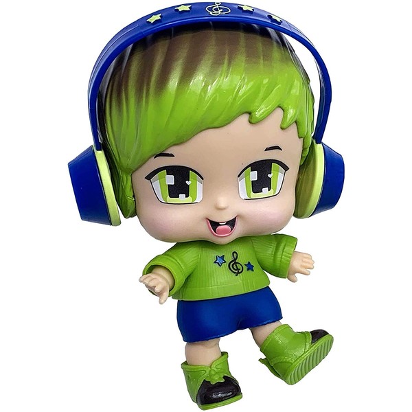 Boxy Babies Season 1 Collectible Fashion Toys - Baby Boy Green Hair Charlie Doll with Headphone Accessory - 2 Unboxing Boxes Included with Surprise Clothes and Accessories Inside