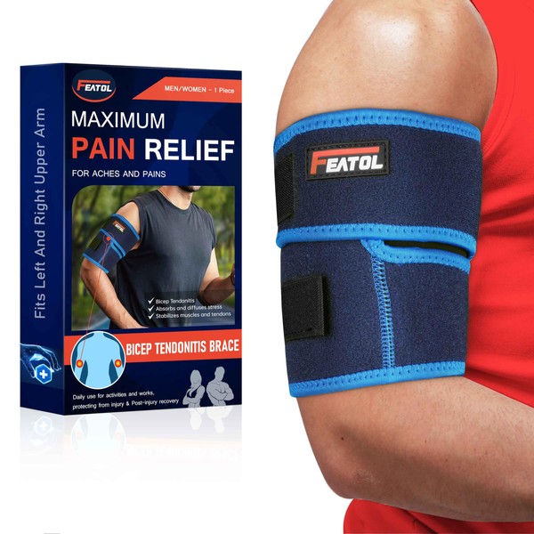 FEATOL Bicep Tendonitis Brace Compression Sleeve Support, Upper Arm Brace