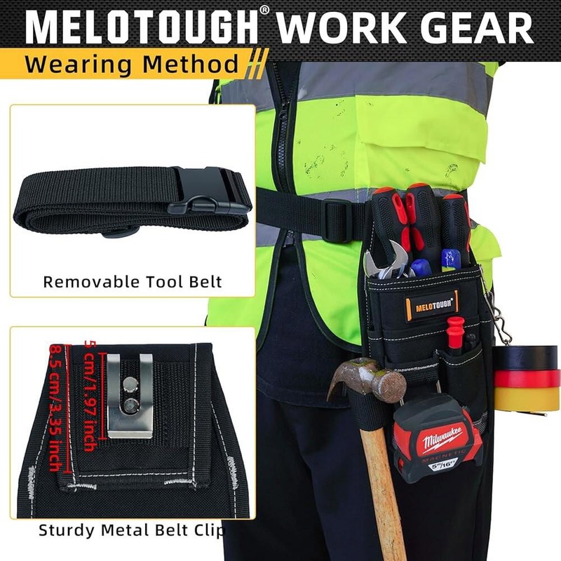 Melotow 멜로토우 포켓 툴 파우치 벨트 파우치, 클립 유틸리티 미니