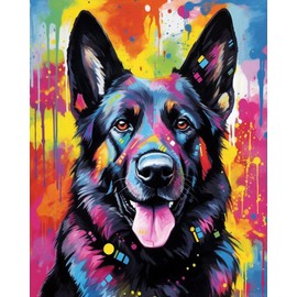 ZUVRDIAI Colorful Dog German Shepherd, DIY Paint by Numbers for Adults 16X20 Inch Canvas Acrylic Stress Less Number Painting Gifts Home Decoration, Without Frame