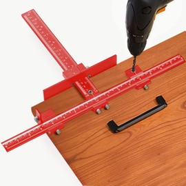 Joywayus Aluminum Alloy Cabinet Hardware Jig Drill Punch Locator Guide Adjustable Template Woodworking for Fast and Accurate Installation of Door and Sleeve Drawer Pull Front Knobs Pulls Handles Red