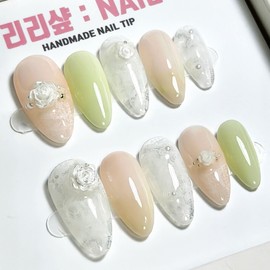 Garden Lace Handmade Nail Tips - Oval / 가든 레이스 수제네일팁 - 오벌