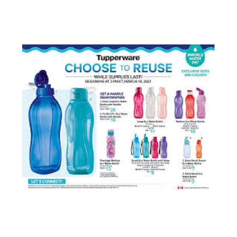 Tupperware NEW Tupperware Large eco water bottle sheer peacock blue