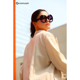 Karsaer Retro Oversized Round Sunglasses Women & Men, 70s 80s Fashion Trendy Big Shades K7155