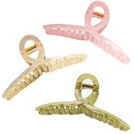 Aollaa Hair Clip, Hair Barrette, Elegant 3-Piece Set, Large, Popular Korean Style, Stylish Hair Ornament, Hair Claw, Natural Color, Firm Hold, Hair Accessory, Hair Closure Clip, Hair Arrangement, 3