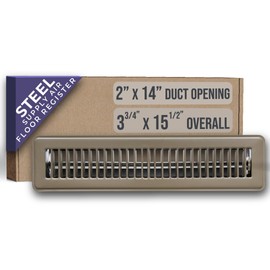 Fits 2x14 and 14x2 Duct Opening | Floor Register with Louvered Design by Handua | Heavy Duty Walkable Design with Damper | Floor Vent Grille | Easy to Adjust Air Supply Lever | Brown