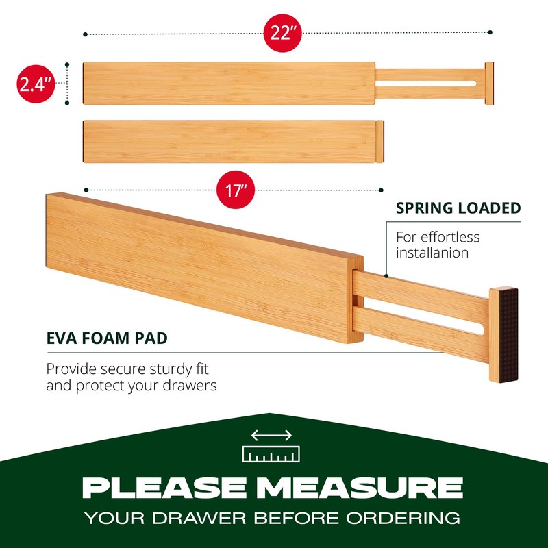 ROYAL CRAFT WOOD Adjustable Bamboo Drawer Dividers