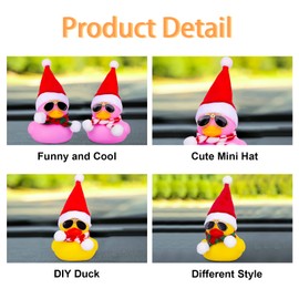 MuMyer Rubber Duck Car Ornaments Yellow Duck Car Dashboard Decorations for Christmas Decor and Home Decorations with Mini Hat Scarf and Sunglasses(Pink Duck-Green Scarf)