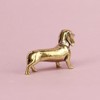 2pcs Solid Brass Dachshund Statue - Mini Standing Dog Sculpture