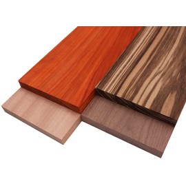 Barrington Hardwoods Imported Exotic Hardwood Variety Pack - Zebrawood, Walnut, Padauk, Okoume - 3/4" x 6" (4 Pcs) (3/4" x 6" x 12")