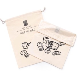 Bread Bag Plastic Lined Size 44x35 cm | 2 Pack | GOTS Certified Cotton with Food Safe Plastic Lining Bread Bag | Single or 2 Pack | Makes Bread Last Longer | Eco Product | Prevent Mouldy Bread (2)