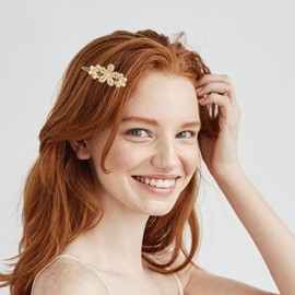 4Pcs Gold Flower Hair Clips Sparkly Rhinestone Clips Butterfly Small Metal Hair Barrettes Decorative Wedding Hair Accessories for Women Girls Bride