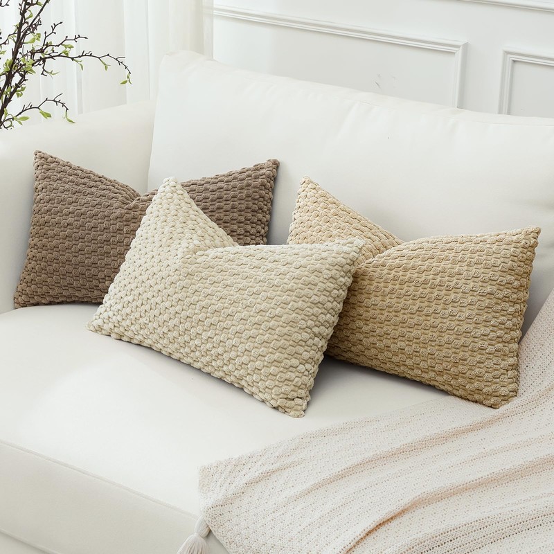 Artscope Pom Poms Decorative Corduroy Cushion Cover 30x50cm Super Soft