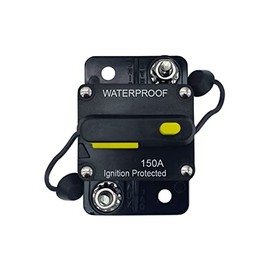 A.A 150 Amp Circuit Breaker DC 12V-48V with Manual Reset, Waterproof, Fuse Inverter for Auto, Car, Trailer, Truck, RV, Marine, Boat, Audio, Current Overload Protection (150A), Black