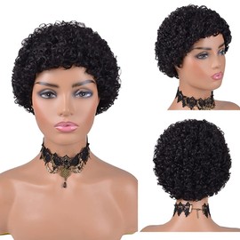 Curly Wig, Short Curly Wigs for Black Women, Brown with Bangs, Short Afro Synthetic Hair Replacement