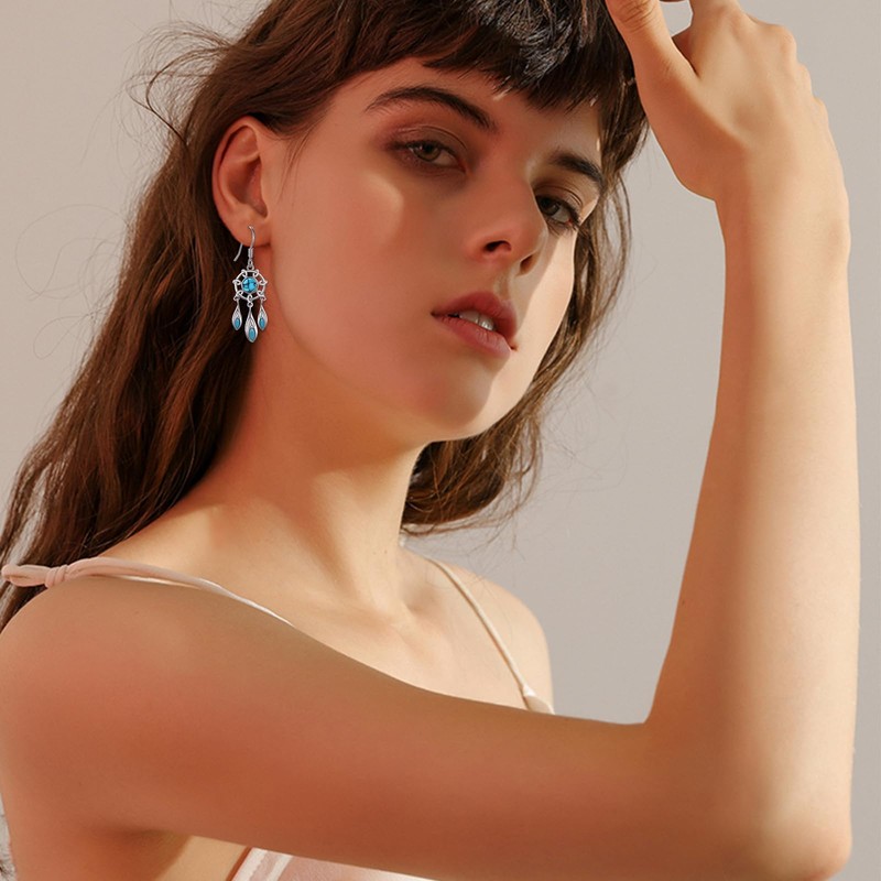 Turquoise Earrings 925 Sterling Silver Turquoise