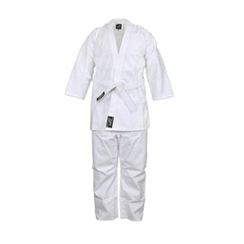 JP White Karate Uniform for Kids & Adults Lightweight Student Karate Gi Martial Arts Uniform with Belt, White, 0/130