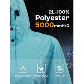 SaphiRose Womens Long Hooded Rain Jacket Waterproof Lightweight Raincoat Windbreaker