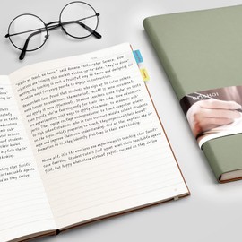 EMSHOI B5 Notebook Lined Journal, 204 Numbered Pages, Extra Large Softcover Composition Notebook with Sticky Notes, 100gsm Thick Paper, Vegan Leather Notepad for Writing, 19 x 25 cm, Green