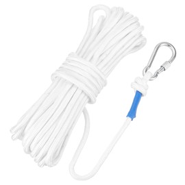 Rebower Nylon Anchor Rope with Hook,5/16"x49ft Hollow Braided Polypropylene Rope Cord Floating Line Boat Ropes,[for Docking Pool]-White