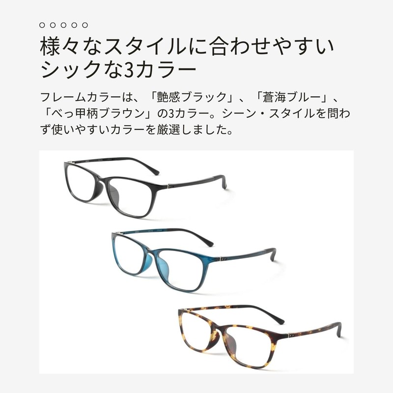 [MIDI ミディ] 老眼鏡 0.5 0.5度 メンズ ブラック ブルーライトカット ブルーライト ケース付き