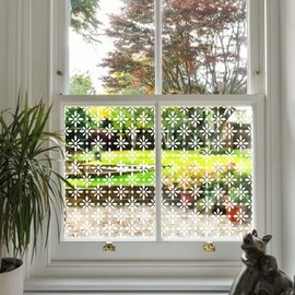 ChicSkin Pure White Window Film Decorative Pattern Design, Removable See Through Static Cling for Glass Window Door, Abstract Floral 78.74"x15.35"