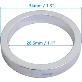 10x Bicycle Head Stem Spacer Replacement Head Tube Spacer Aluminum Alloy Headset Washer Compatible with MTB/BMX/Mountain Bike (Silver, 25.4mm)