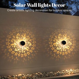 Outdoor Fence Lights Solar Powered, Wall Deck Step Pathway Lights, Hummingbird Flower Themed Waterproof Fence Light Garden Decorations Decorative for Outside Front Door, Yard, Porch, Deck (2PC)