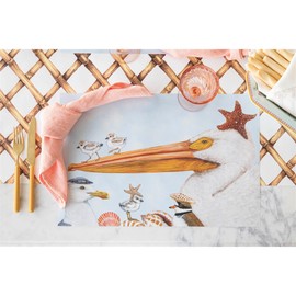Hester & Cook Disposable Paper Placemats for Dining Table - Square Paper Mats for Parties or Weddings - 18 Sheets Per Pad Made in USA (Shorebirds)