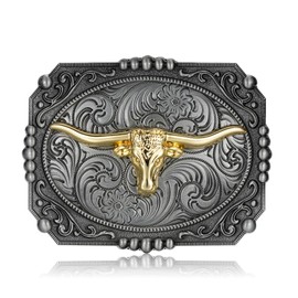Western Cowboy Belt Buckles for Men Women Long Horn Texas Rode Belt Buckles Cowgirl Costume Accessory for Christmas Birthdays Gifts