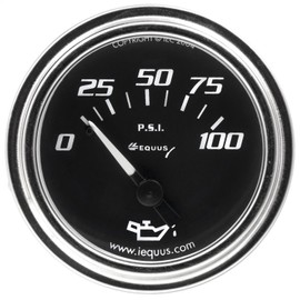Equus 7234 2" Mechanical Oil Pressure Gauge, Chrome with Black Dial